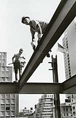 Mohawk workers walking on steel beams