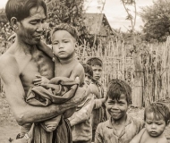 Bahnar man with children